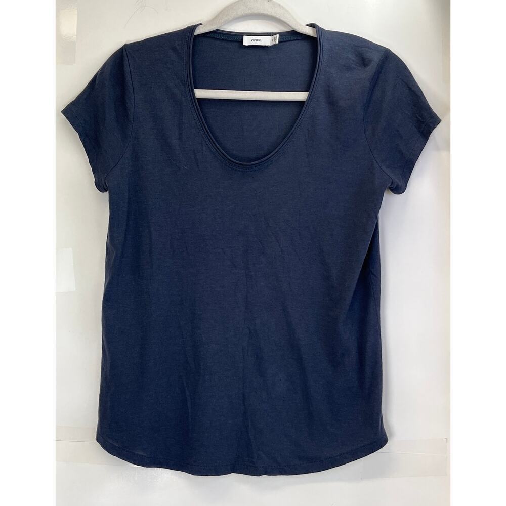 Vince Womens XS Black Scoop Neck Short Sleeves Casual Tee